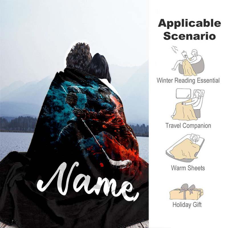 Hockey Enthusiast Customize Your Name Blanket Warm Comfortable Soft Blanket For Chair Office Sofa Bed Sofa Office Camping Suitable For Gifting