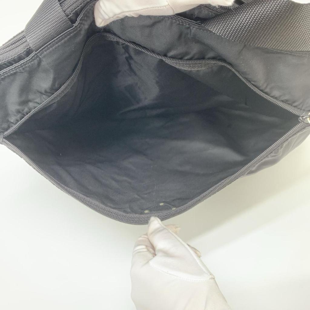 PRADA Tote Bag Handbag Business Tessuto Nylon Black Triangle Logo Plate Auth