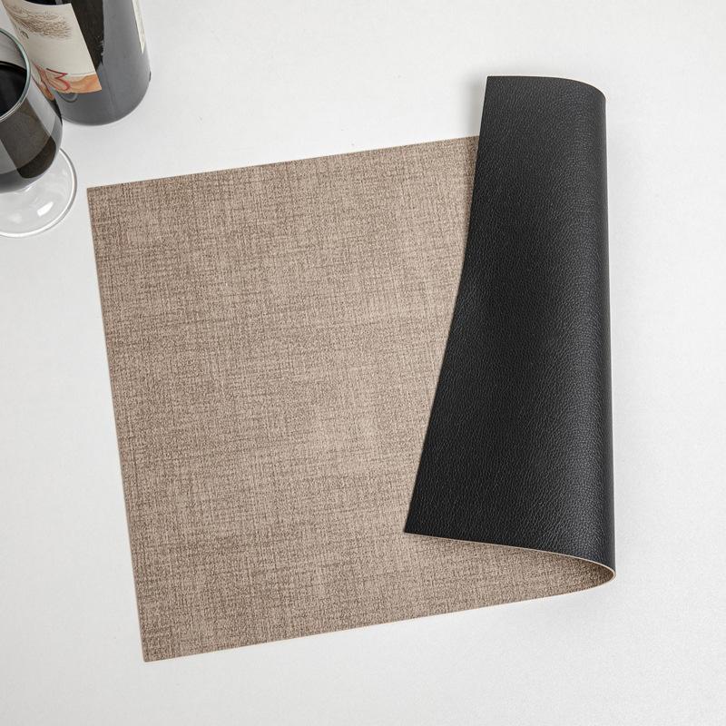 Popular hot-selling leather placemat thermal insulation mat dining table vegetable mat coaster carbon fiber cloth pattern lychee pattern