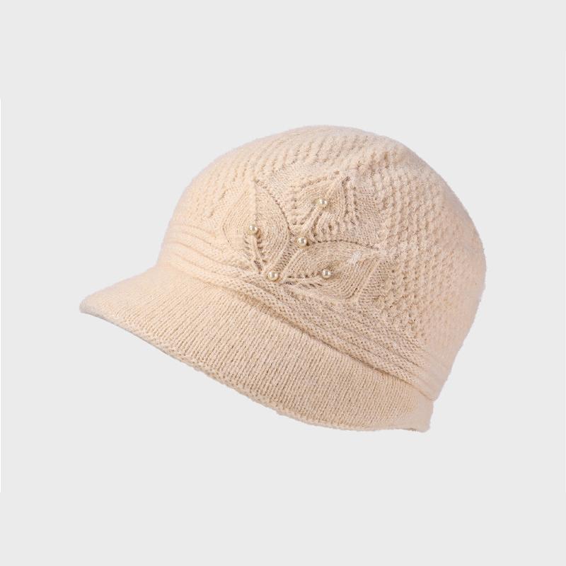 Mother Warm Hat Women's Autumn Winter Rabbit Hair Knitted Hat Middle-Aged and Elderly Thick Ear Protection Fisherman Hat