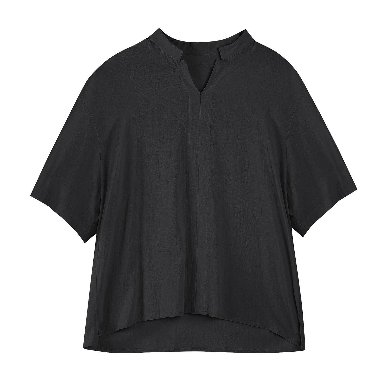 

Мужские летние однотонные топы из хлопка и льна с V-образным вырезом и рукавами-пять точек, повседневные модные топы для мужчин XXL чёрный