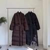 New winter minimalist fashion national style knee waist white duck down long down jacket long coat