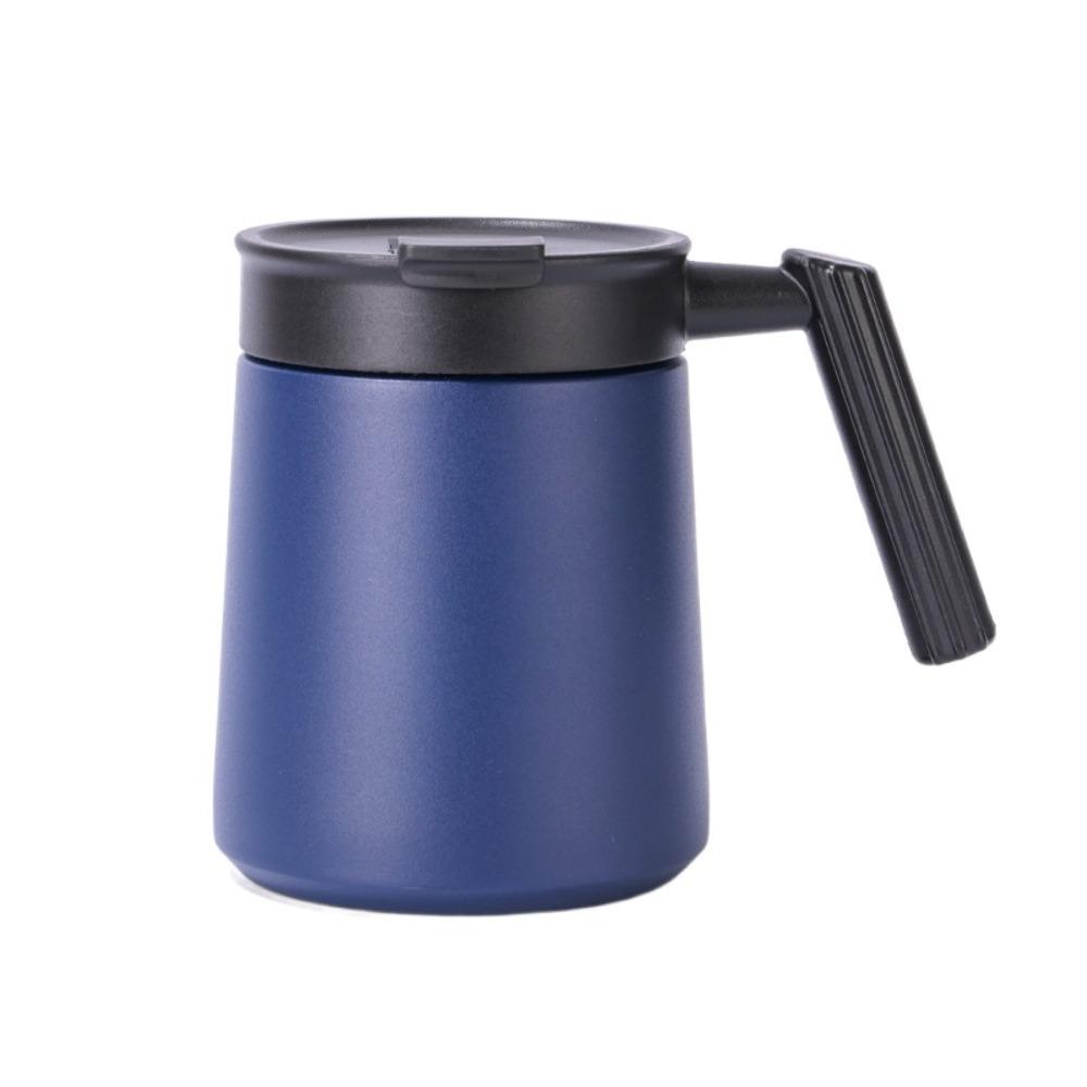 

Solid Color Stainless Steel Cup Leakproof Vacuum Flask Durable Handle Mug Office/School темно-синий