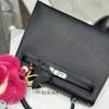 Yi Jinyuan 2022 Mousse Cowhide Handbag Mini One-shoulder Cross-slung Silver Buckle Kelli Bag Palm Pattern Second Generation