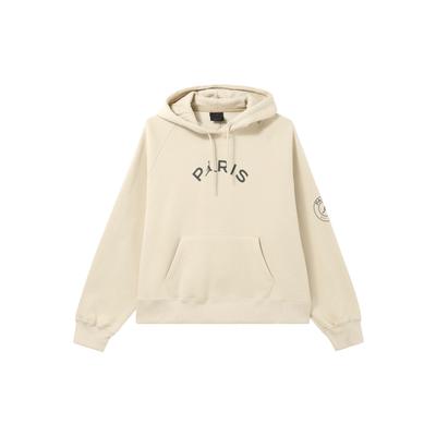 Brooklyn SS24 PSG Collaboration Letter Print Fleece-Lined Hoodie Women Tops Khaki FN5177-126