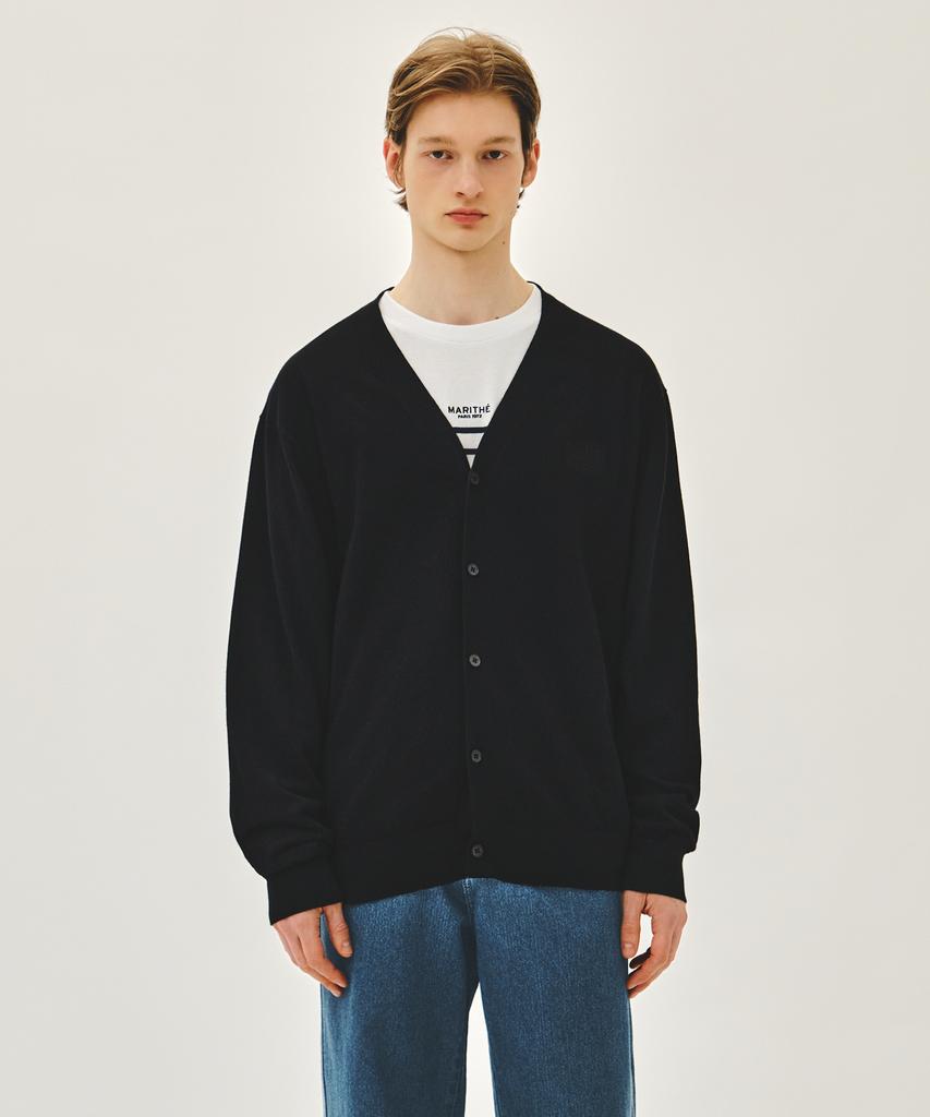 Marith + Franois Girbaud Small Classic Logo V-Neck Knit Cardigan Black