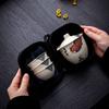 Plant ash ceramic tea set handheld tea pot, travel teaware quick- cup portable outdoor 1 teapot  3 cups, gongfu teaware