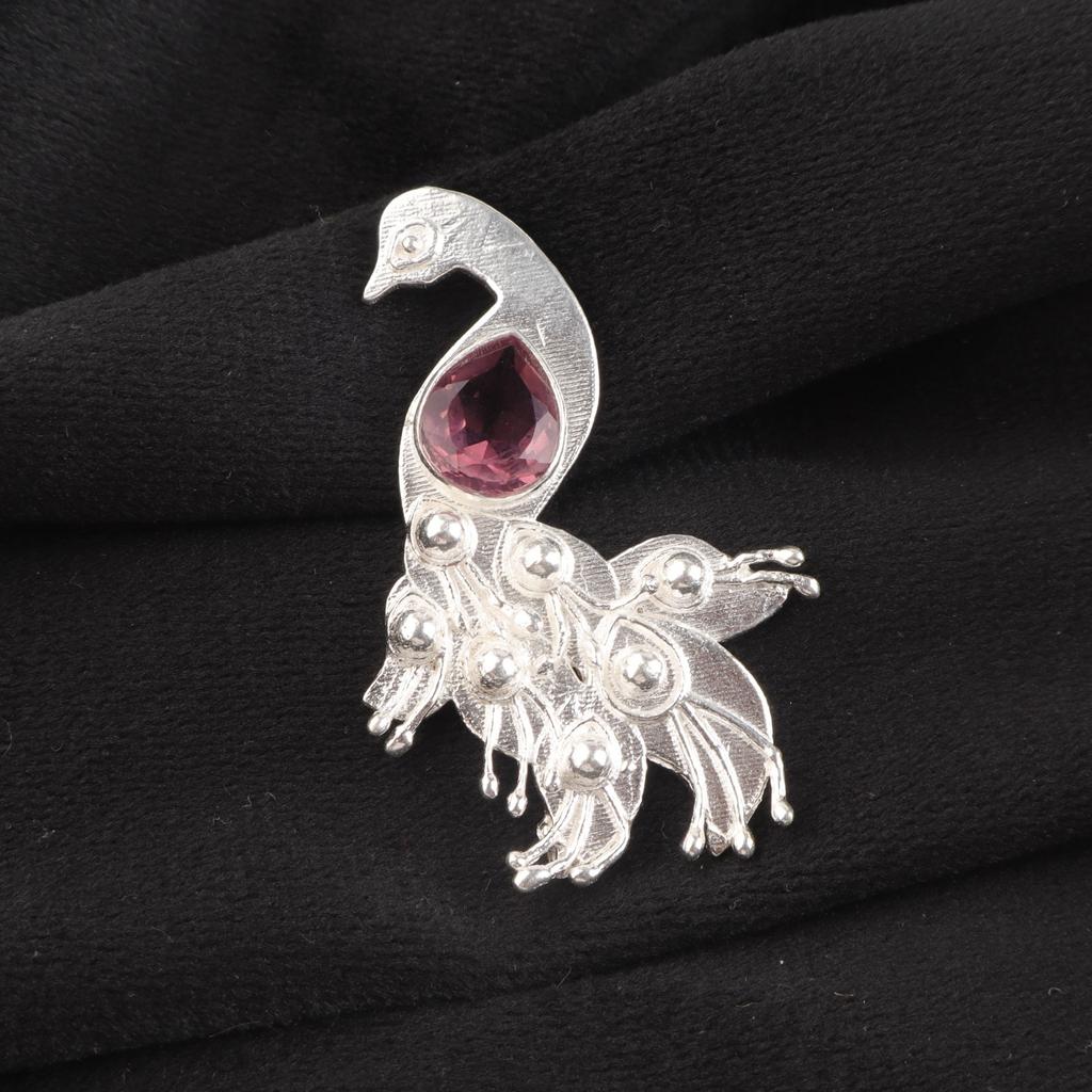 Rhodolite Gemstone 925 Sterling Silver Jewelry Handcrafted Pendant 2" Women Gift CP-21-14