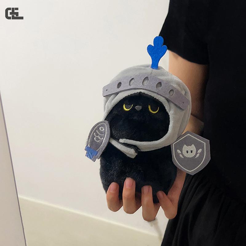 20cm Creative Bag Pendant Black Cat Knight Doll Keychain Cute Cartoon Small Cat Design Plush Animal Doll For Women Gifts