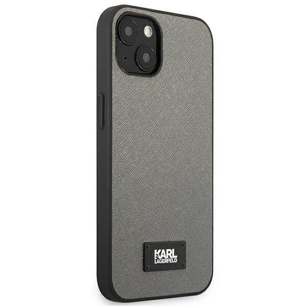 Karl Lagerfeld KLHCP13MSFMP2DG iPhone 13 / 14 / 15 6,1" Hardcase Srebrny/silver Saffiano Plaque