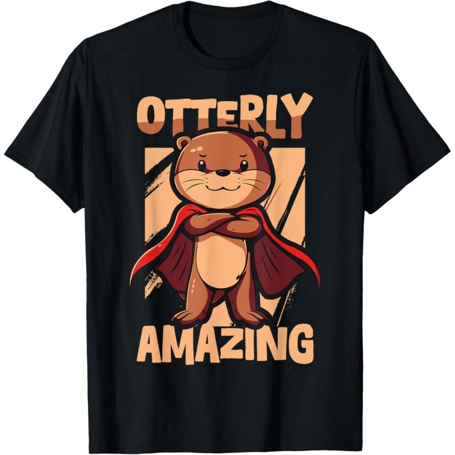 Otterly Amazing Superhero Cape Otter Lover Gift Kids T-Shirt S