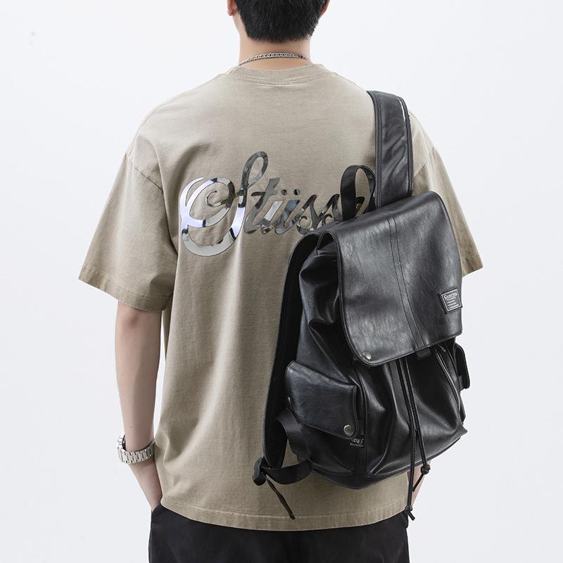 Summer American High-density Knitted Loose Fashion Printed Men's T-shirt Short-sleeved