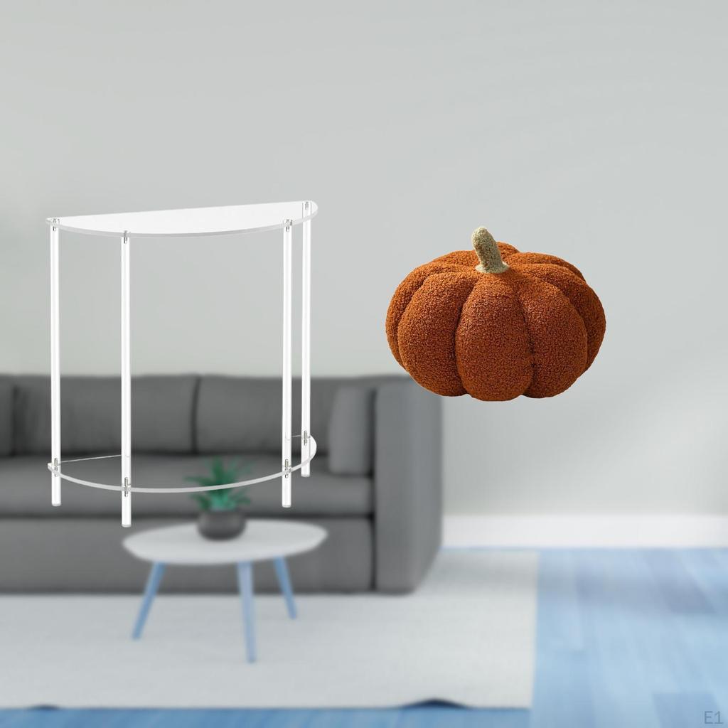 Acrylic Pumpkin Side Table with Plush Cushion Accent for Room And Bedroom Decor Two Tier Nightstand