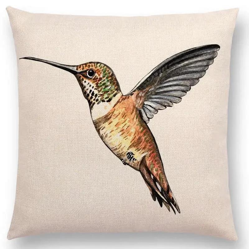 Lovely Birds Flowers Plants Sofa Pillow Case Hummingbird Rose Raspberries Lemon Dill Clove Almonds Cushion Cover