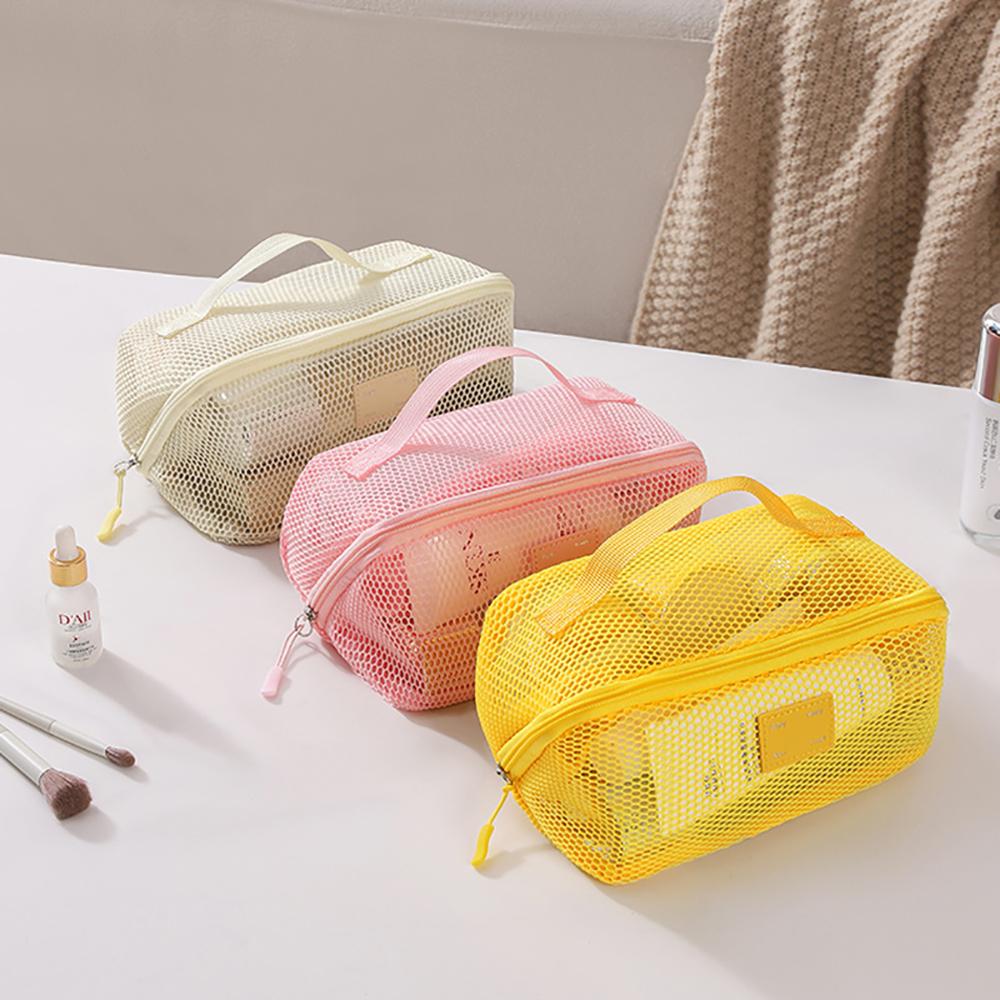 Large Capacity Cosmetics Storage Bag Simple Travel Outdoor Portable Toiletries Storage Package Mesh Zipper Makeup Bags for Women