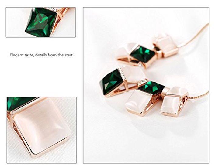 IUHA Necklace Austrian cubic zirconia [Impact Gingham] (peridot)