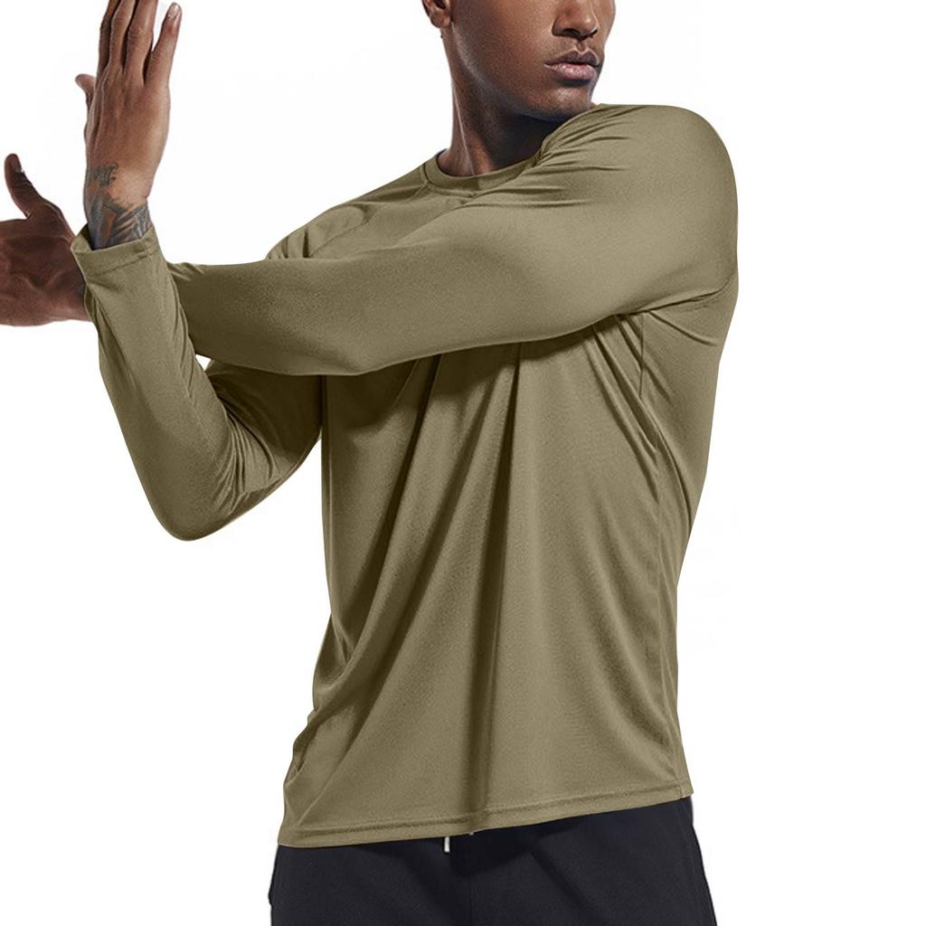 Men's Summer Solid Color Round Neck Slim Sun Outdoor Beach Hiking Mountaineering Top