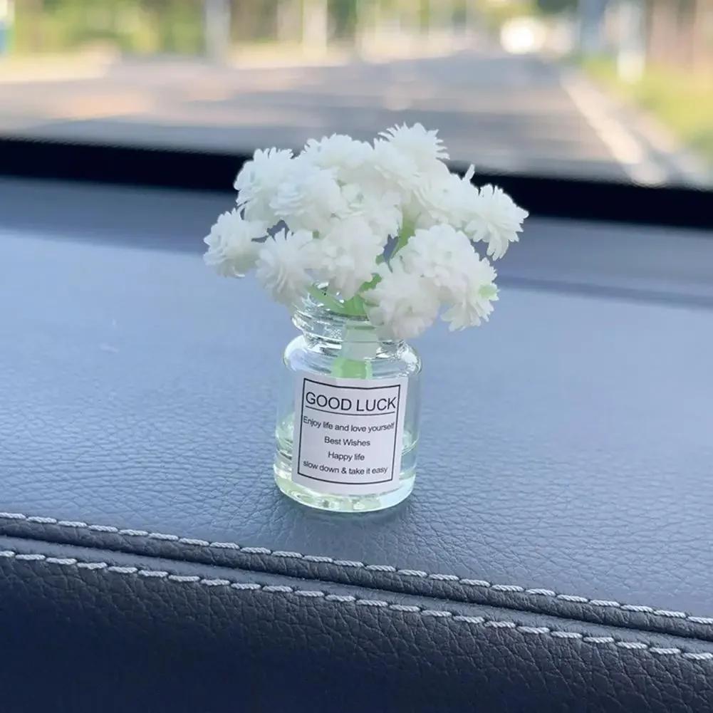 Car Interior Decoration Auto Dashboard Gadgets Ornament Cute Simulation Flowers Vase Sakura Gypsophila For Girl Woman Amagi
