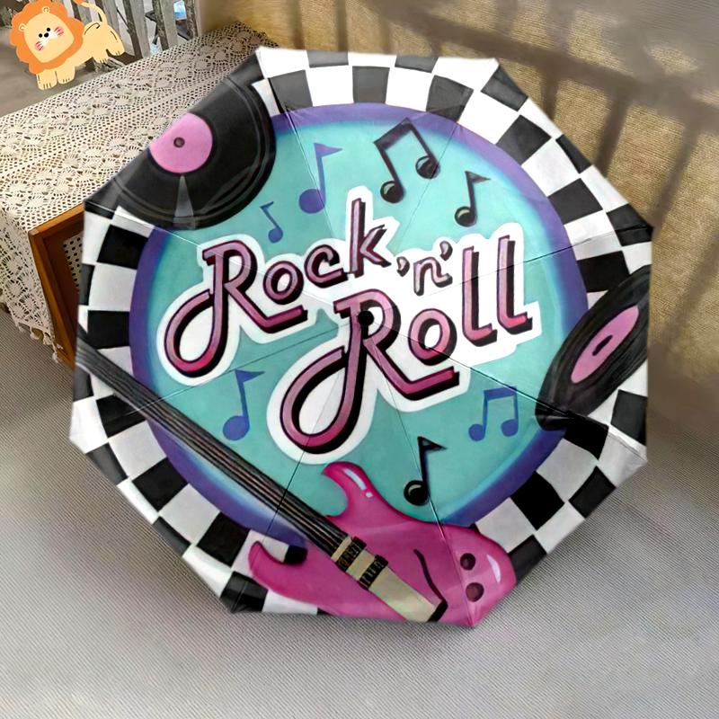 1PC Rock n' Roll Umbrella Portable Folding Umbrella Iron Frame Hole Bone Structure Outdoor Home Umbrella A16