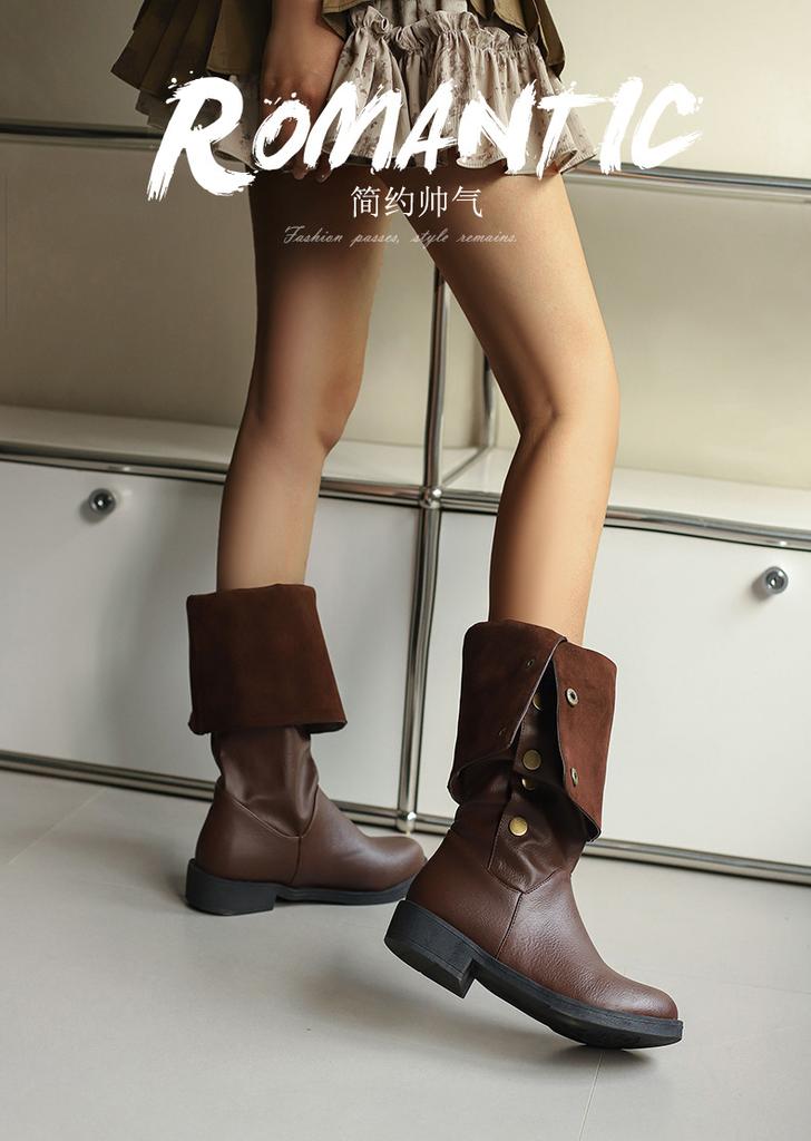 Knight Boots British Flat but Knee Boots Large Size - Women's Boots Women's Shoes