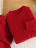 New Unisex Children's Festive Chinese Style Wool Cable Knit Sweater