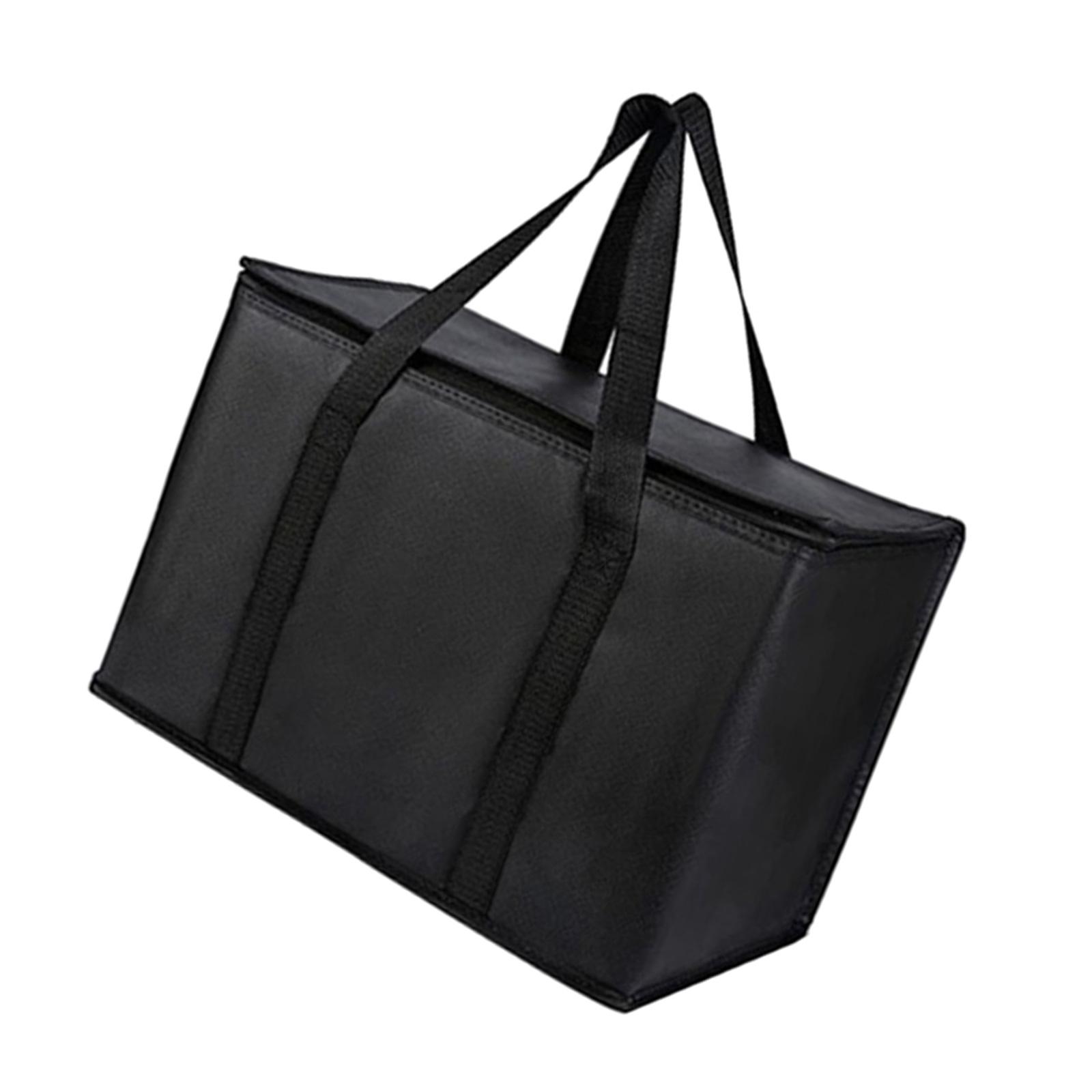 

Термоизолированная многоразовая продуктовая сумка, складная сумка для доставки еды с застежкой-молнией сверху для офисного обеда, кемпинга, барбекю чёрный