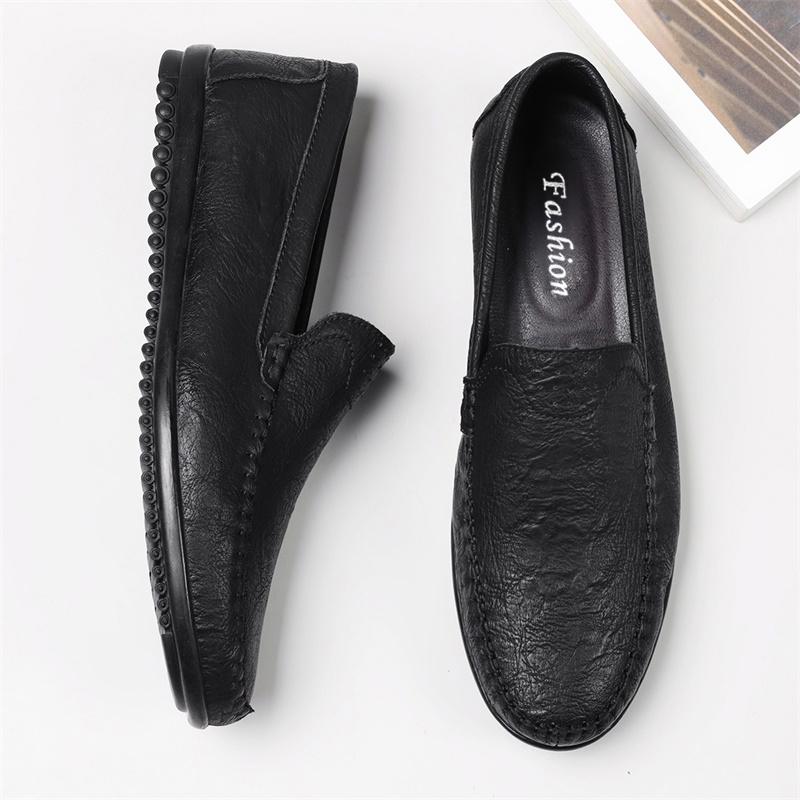 Mens Loafer Genuine Cow Leather Dress Shoes Natural Breathable Moccasins Leisure Shoe Luxury Brand Moccasins Retro Italian Shoes