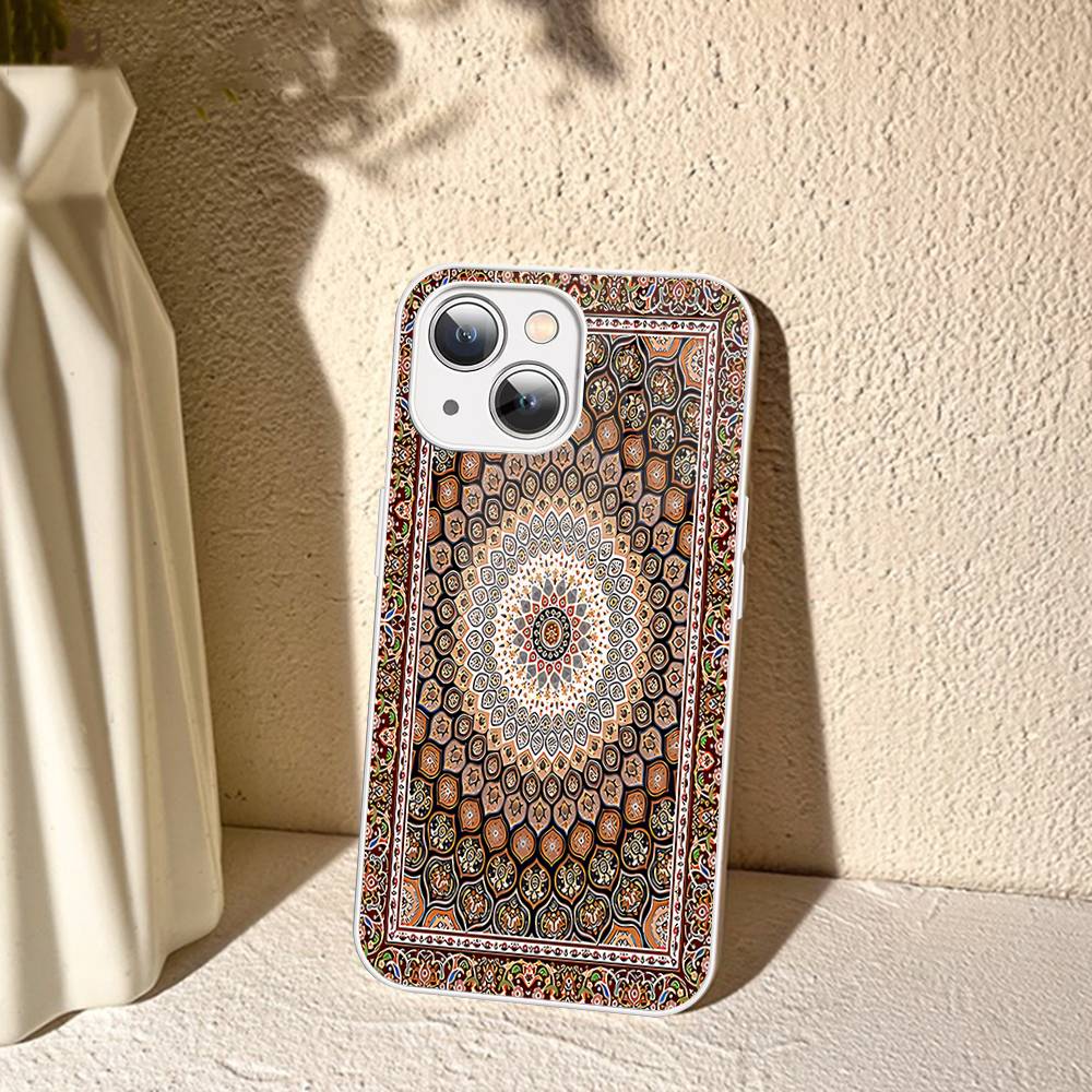 Persian Carpet Floral Pattern For IPhone 14 13 12 Mini 11 Pro XS Max X XR 14 Plus Tempered Glass Cover