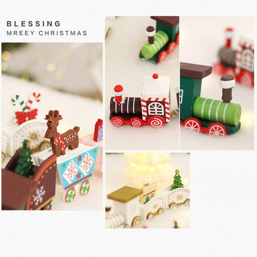 Simulation Christmas Wooden Train Deer/Lollipop Xmas Gifts Train  Kids' Gift