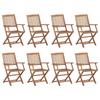 Folding Outdoor Chairs Set of 8 Solid Acacia Wood