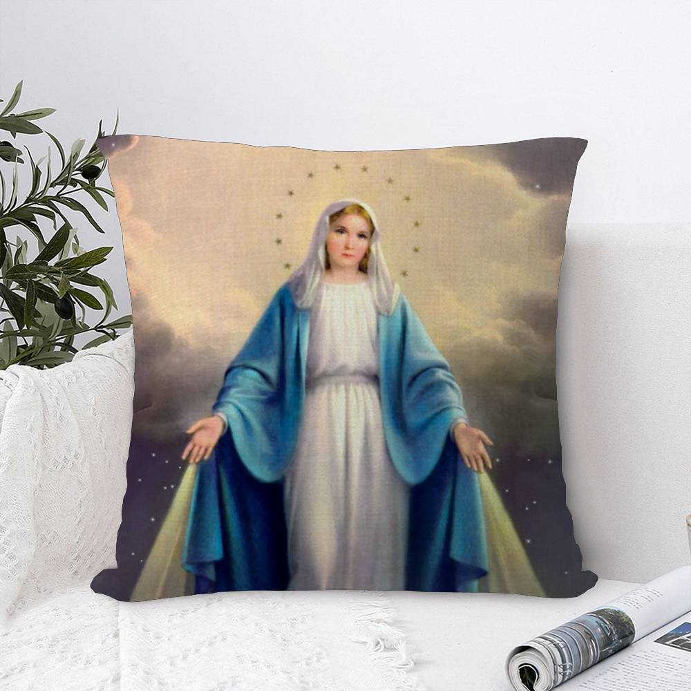 Virgin Mary Christian Pillowcase Toon Gift Cushion Cover Bedroom Home Sofa Chair Seat Decor Pillow Case