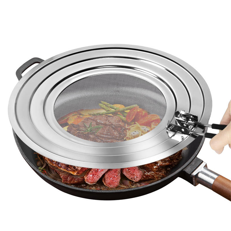 

Силиконовая кухонная защита от брызг с ручкой, жаропрочная защита от брызг масла, крышка сливной доски, крышка кухонной сковороды серебряный