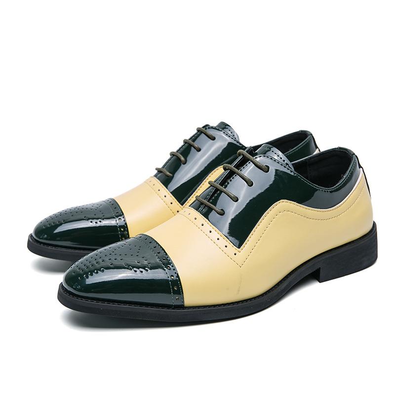 New Fashion Glitter Leather Casual Business Shoes for Men Pointed Toe Dress Shoes Men Luxury Brogue Shoes Zapatos Oxford Hombre