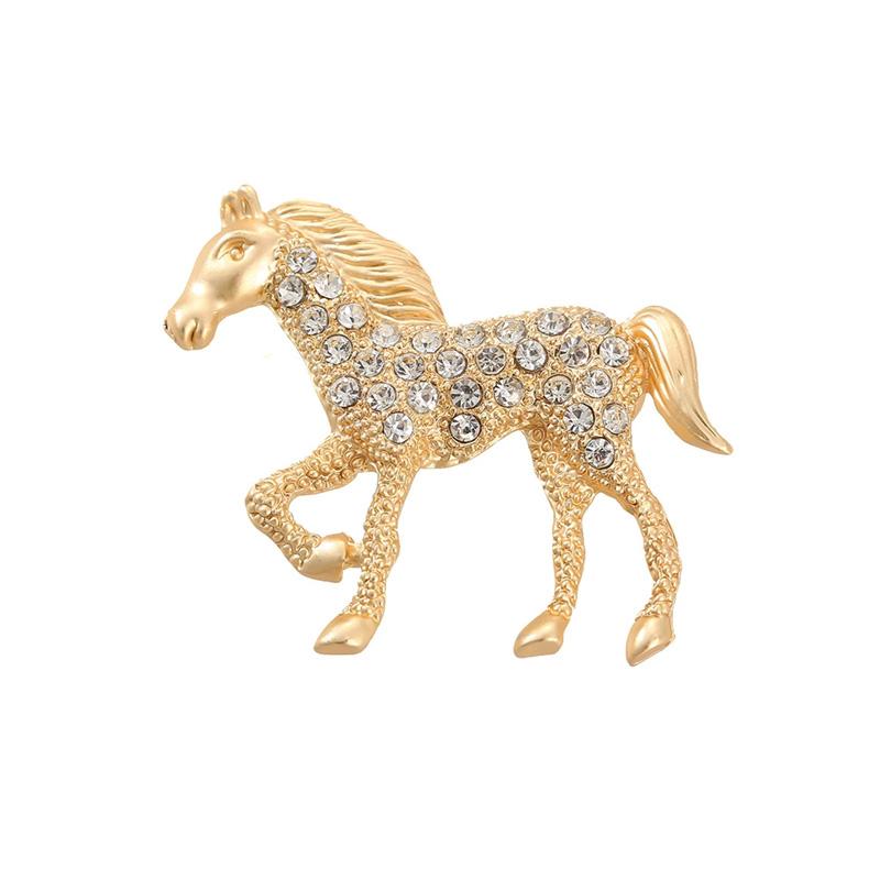 1Pc Zinc Alloy Vintage Horse Brooch Gift Diamond Inlaid Exquisite Vintage Cloth Decoration