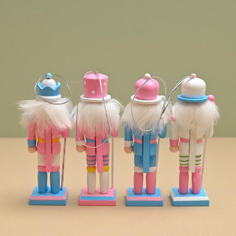 Macaron Candy Series Nutcracker Puppet Soldier 12CM Christmas Tree Pendant 1/4Pcs Holiday Home Decoration Candy Themed Party