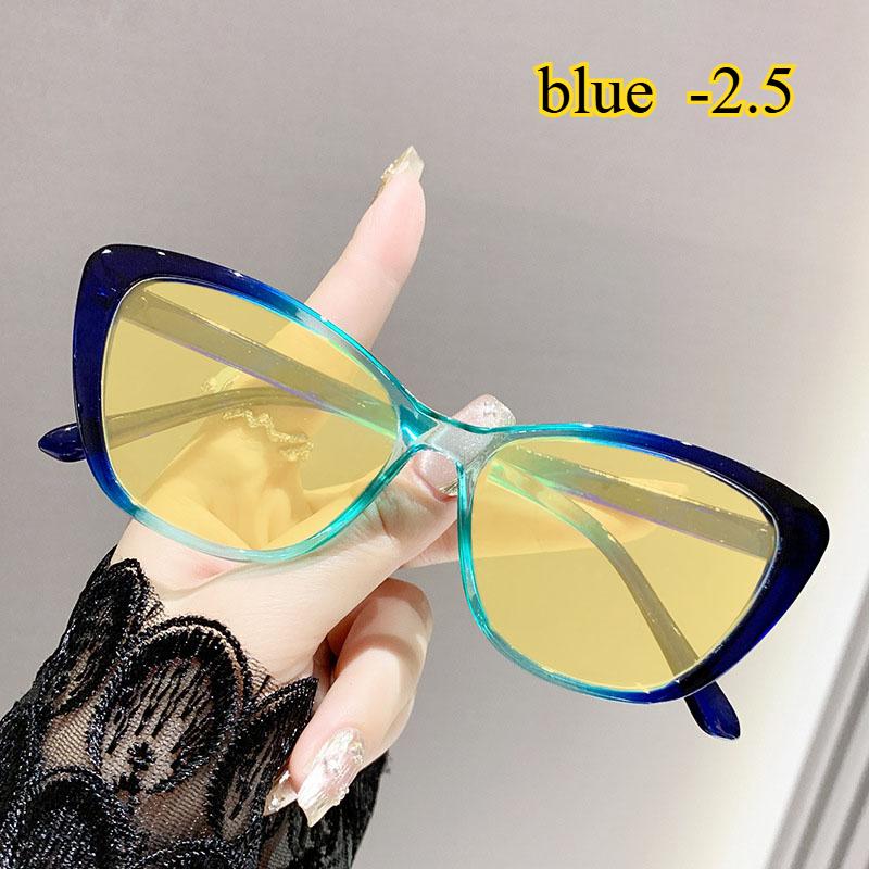 Fashion Night Vision Glasses Men Women Trendy Cat Eye Yellow Lens Myopia Glasses Vintage Near Sight Eyeglasses For Driving