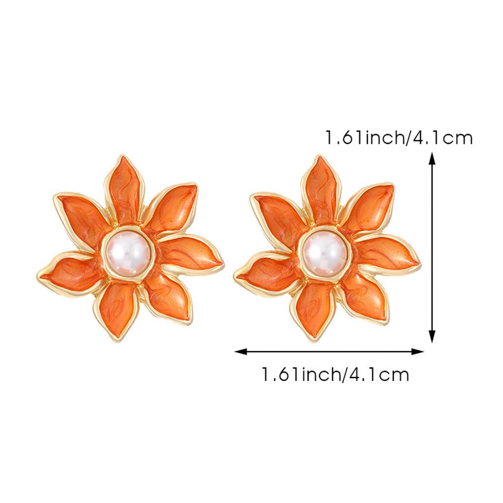 Retro Fashion Vintage Alloy Drip Oil Flower Earrings For Women