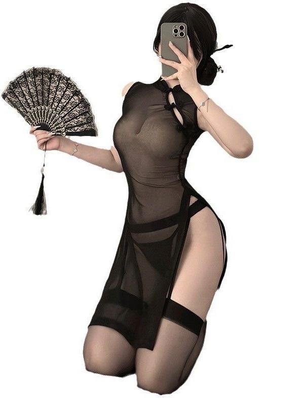Sexy Passionate Set, Sexy Temptation Mesh Pure Desire Uniform Flight Attendant Dress Elegant Mesh Lace Sweet Hot Sexy Dress R7Hm