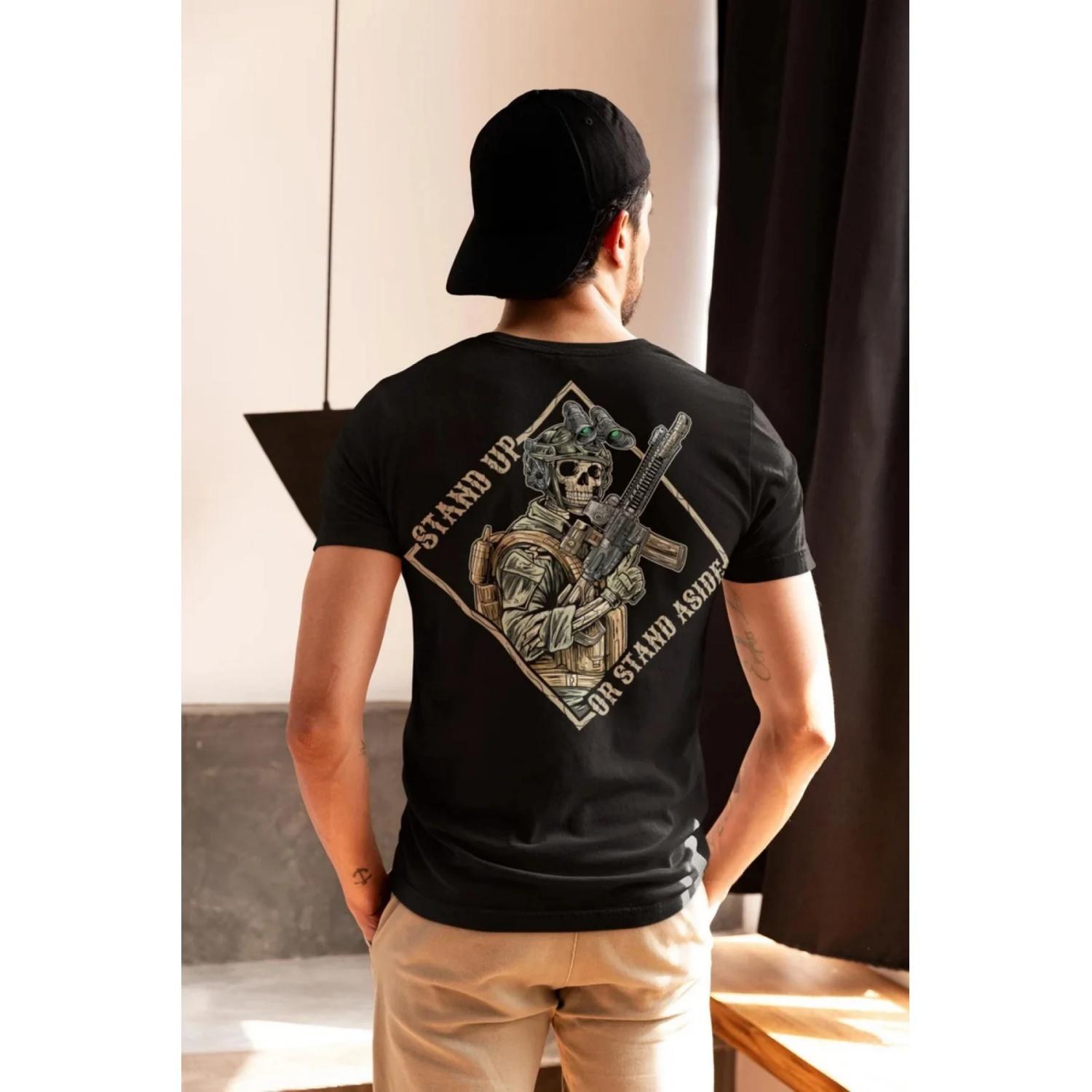 

Men s Durable Tactical- Battle Shirt, Featuring A Three-dimensional _give Way_ Design with A Soldier Skull Pattern on The Back S чёрный
