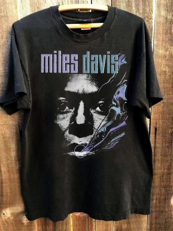 Miles Davis Jazz Music tee 90s Basic Black T shirt rare Design tee XXL