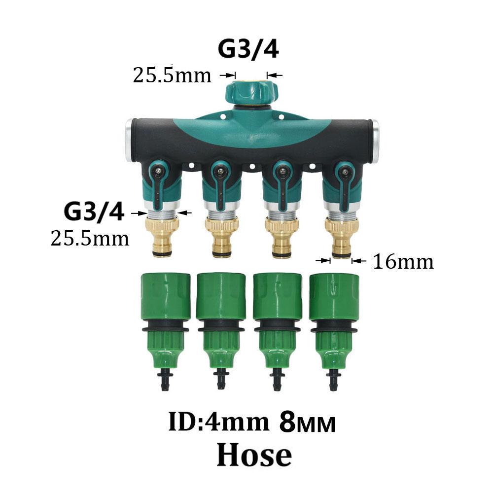 3/4“ Thread 4-Way Tap Hose Water Splitter Valve Zinc alloy Outdoor Faucet For Garden Irrigation Systems