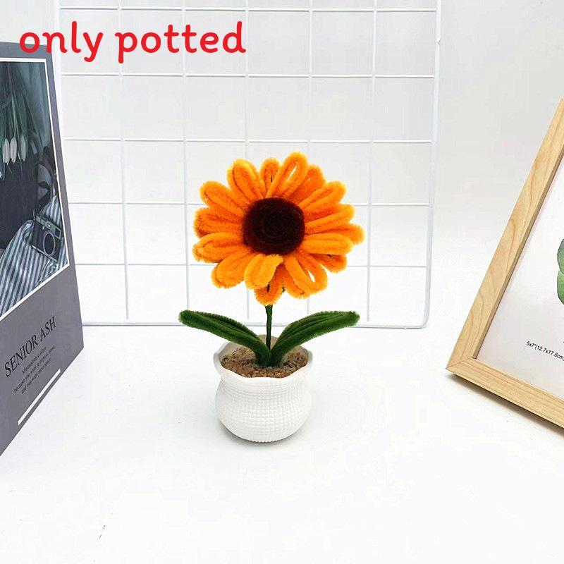 Plush Twisted Rod Sunflower Potted Desktop And Office Decoration Ornament