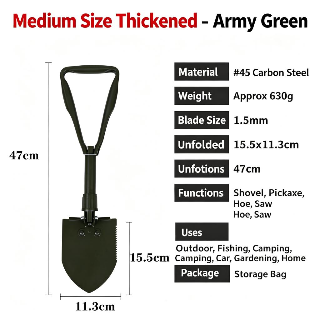 Multifunctional Folding Shovel Portable Outdoor Camping Garden Fishing Spade Emergency Survival Adventure Equipment
