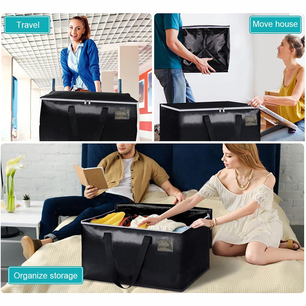 90L Moving Boxes with Zippers & Handles Storage Totes Heavy Duty Storage Packing Bags Collapsible for Packing & Moving Storing