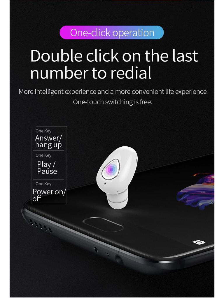 YX01 Mini Wireless Bluetooth Earphones with Charging Case - Single In-Ear Design, Stereo Sound.