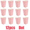 12pcs Pink Paper Popcorn Boxes Striped Polka Dot Design Candy Cardboard Buckets For Theater Carnival Birthday Party Favor Bags