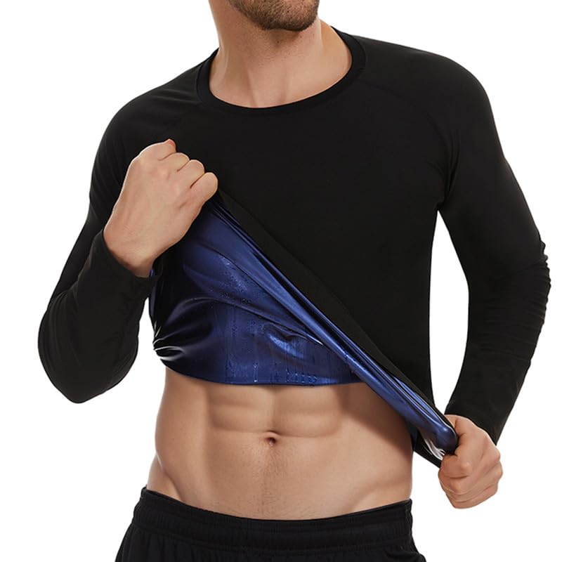 

Мужской костюм для сауны Горячие полимерные толстовки с длинными рукавами для тренировок Майки Корректирующее белье Тренер для талии Body Shaper Спортивная толстовка для похудения XXL синий