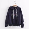 Women Warm Soft Hoodies Embroidered Cat Face Hooded Sweater Women's Fall and Winter Students Literary Cat Long-sleeved Padded Cute Sweater