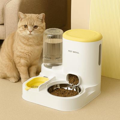 Separate Design Pet Integrated Feeder Large Capacity Detachable 2 In 1 Cat Food Dispenser Anti Spill with Stainless Steel Bowl