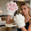 Furry Cat Paw Gloves Plush Animal Paw Mitts Cat Claw Mittens Fluffy Cosplay Gloves for Costume Party Accessories
